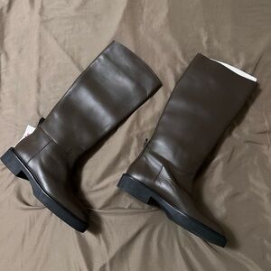 Zara Brown Leather Knee-High Boots